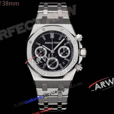 Swiss 7750 Audemars Piguet Royal Oak 38mm Black Dial Chronograph Watch